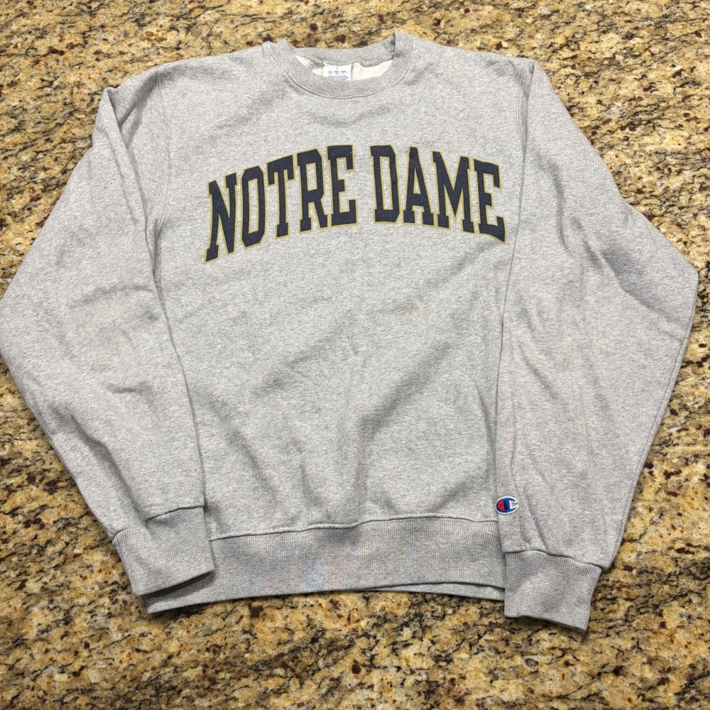 Champion Notre Dame Fighting Irish Sweatshirt Mens S Gray Crewneck Pullover ws